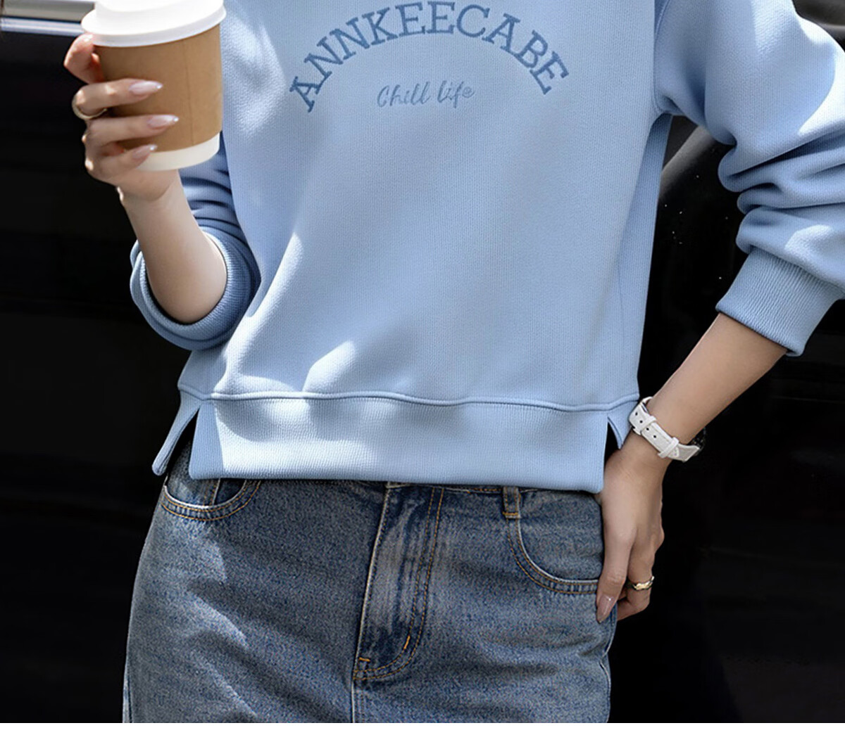 Chushen Crew Neck Printed Sweatshirt Women Lazy Style Casual Long Sleeve Top S143W1004 Light Gray XL 18