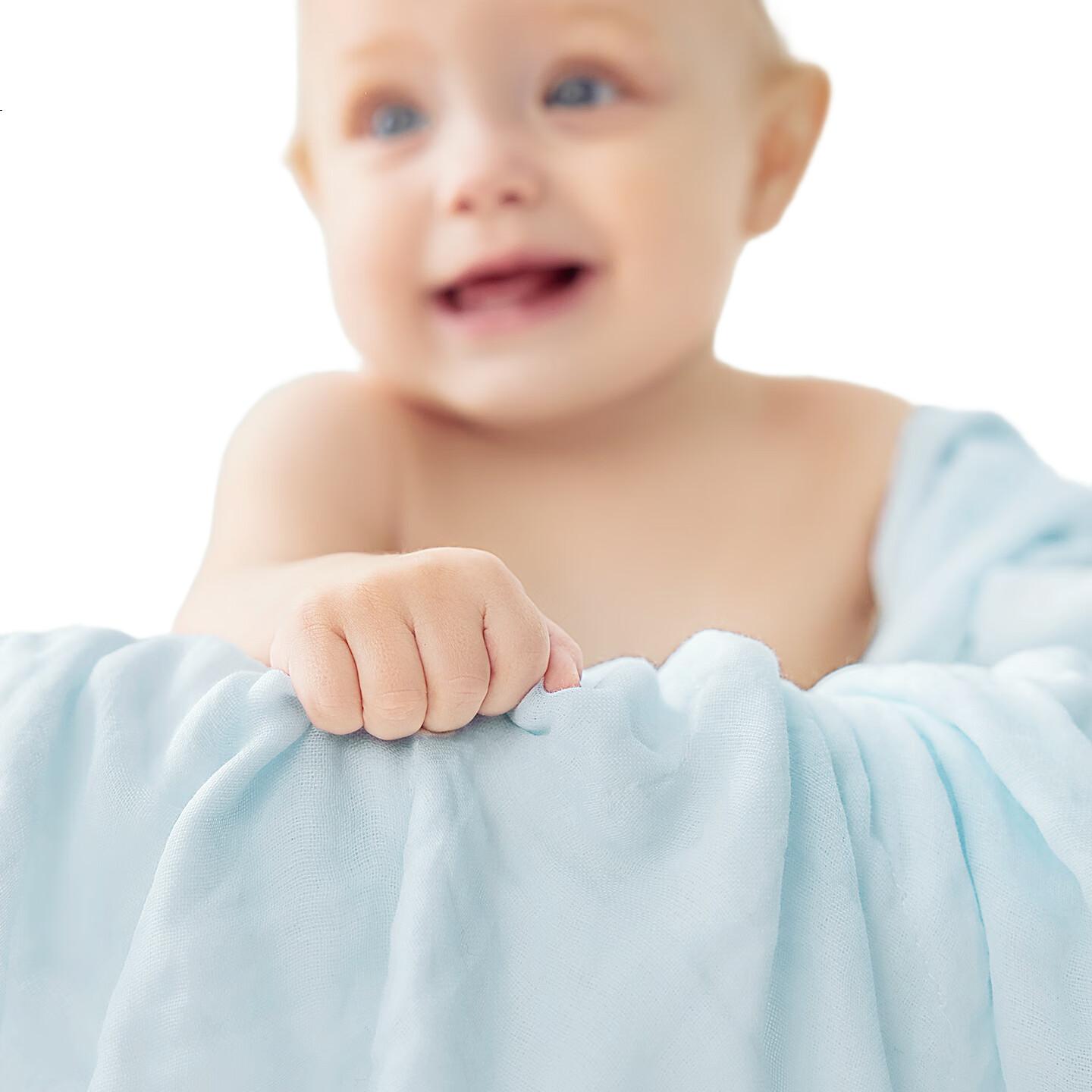 Детское банное полотенце Babycare, муслиновое, для новорожденных, размер 70х70 см, цвет "Цинчуань синий"