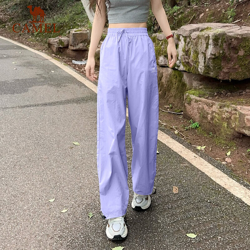CAMEL Ice Cooling Roaming Sunscreen Women's Loose Wide-Leg Sports Pants C25BARLG057A Lavender Purple S
