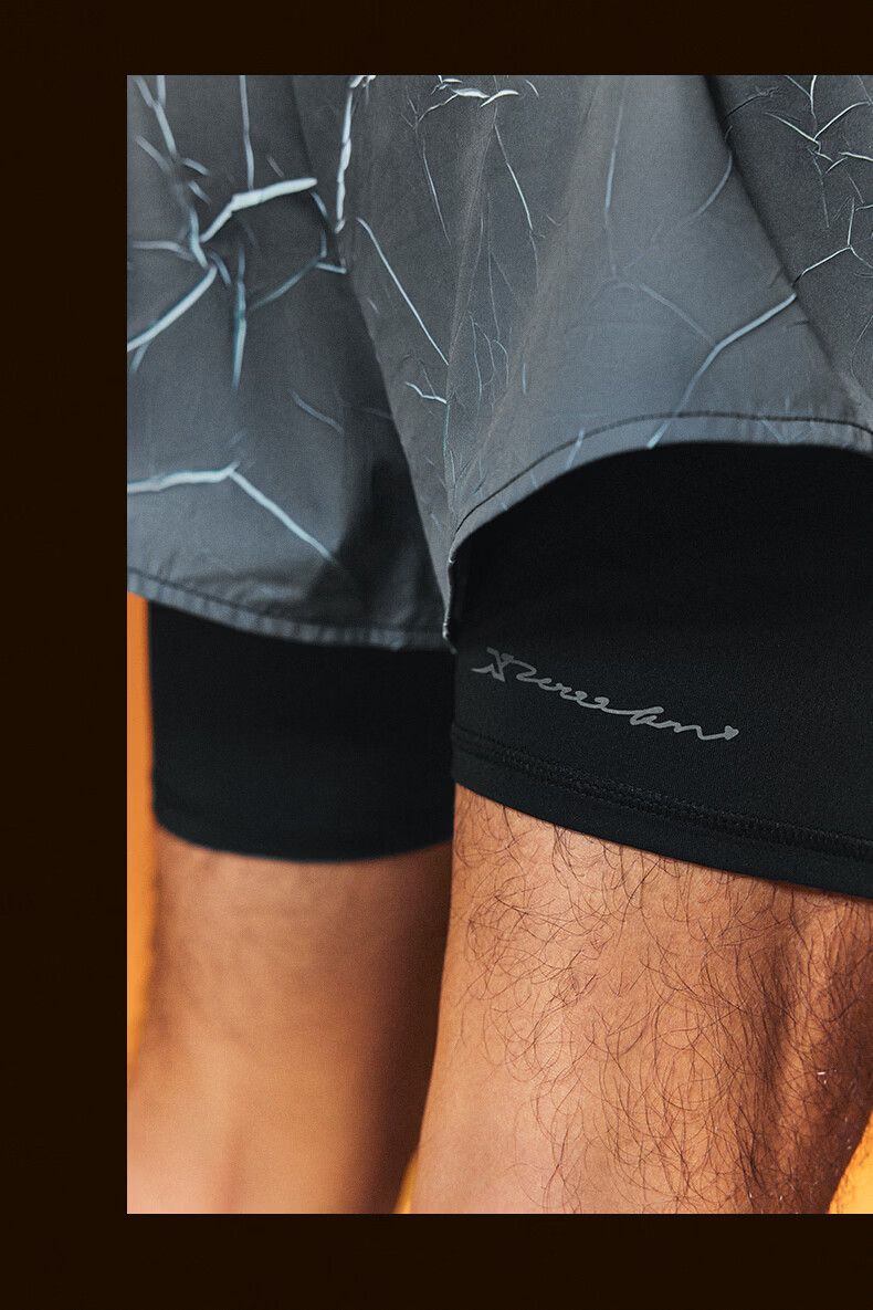 Xtep 2000KM PRO Men's Running Shorts Fake Two-in-One Breathable Quick-Dry Sports Training Five-Point Pants 15