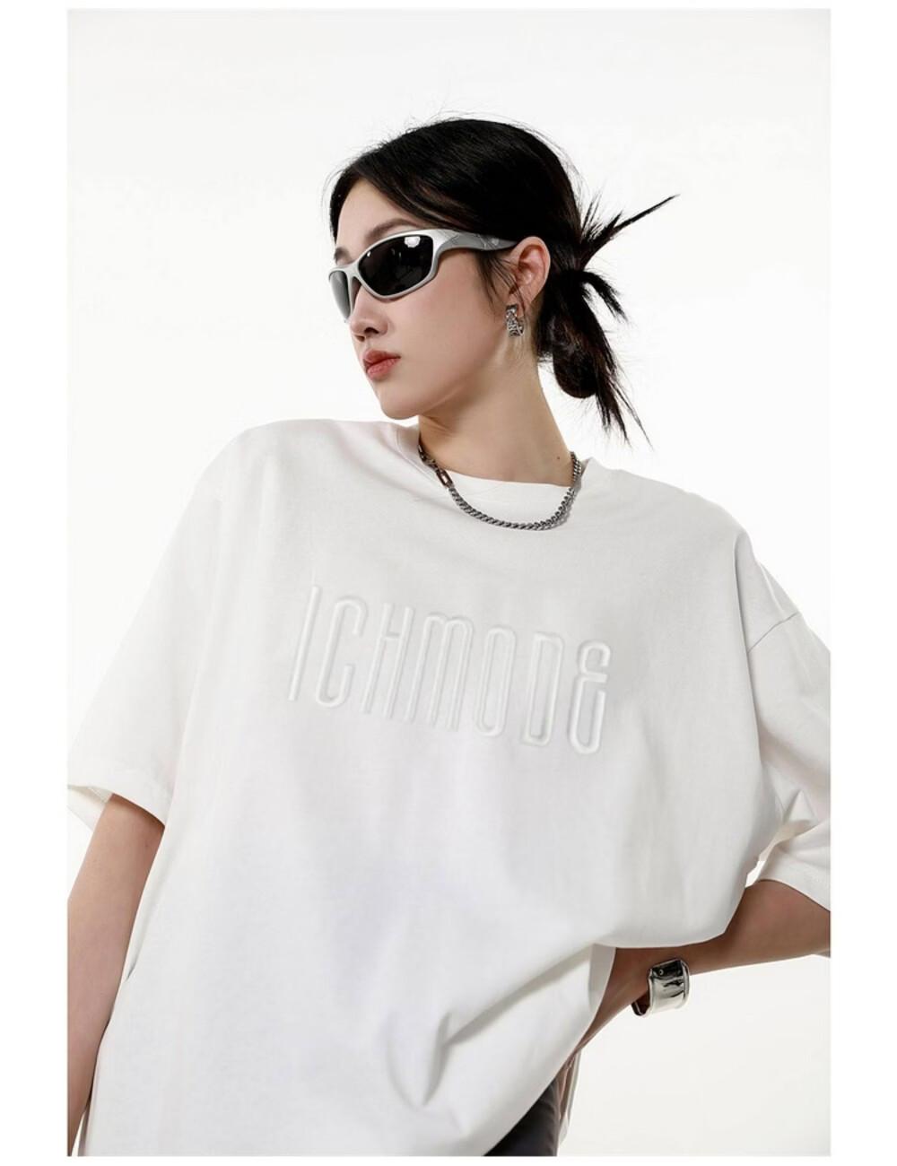 ICH MODE American Vintage Heavyweight Short Sleeve T-Shirt Women Summer New High Street Loose Half Sleeve Top Gray S 17