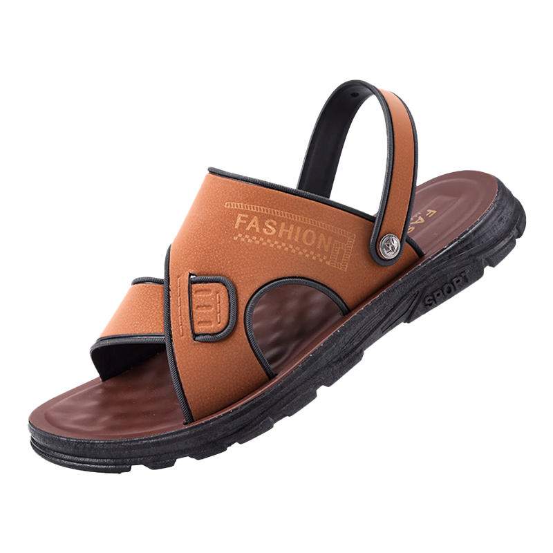 FOOTOPPO Men's Sandals 2026 Summer Non-Slip Beach Shoes Premium Leather Men's Dual-Purpose Sandals and Slippers