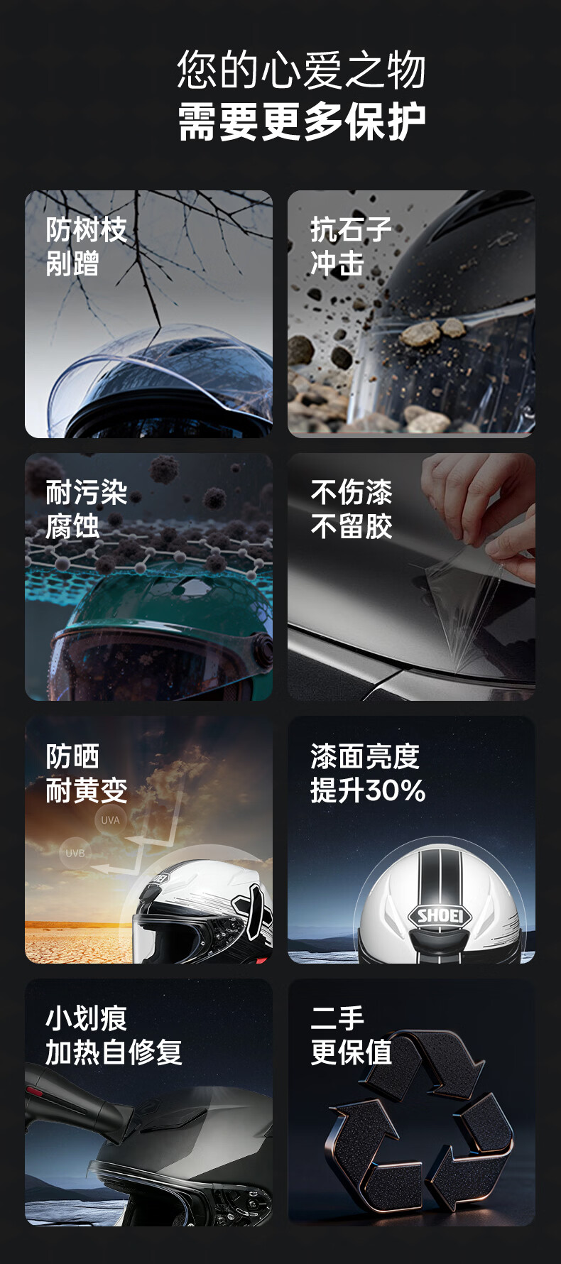 XPEL Motorcycle Helmet TPU Invisible Protective Film for SHOEI Full Face Transparent Scratch-Resistant Protective Sticker 2