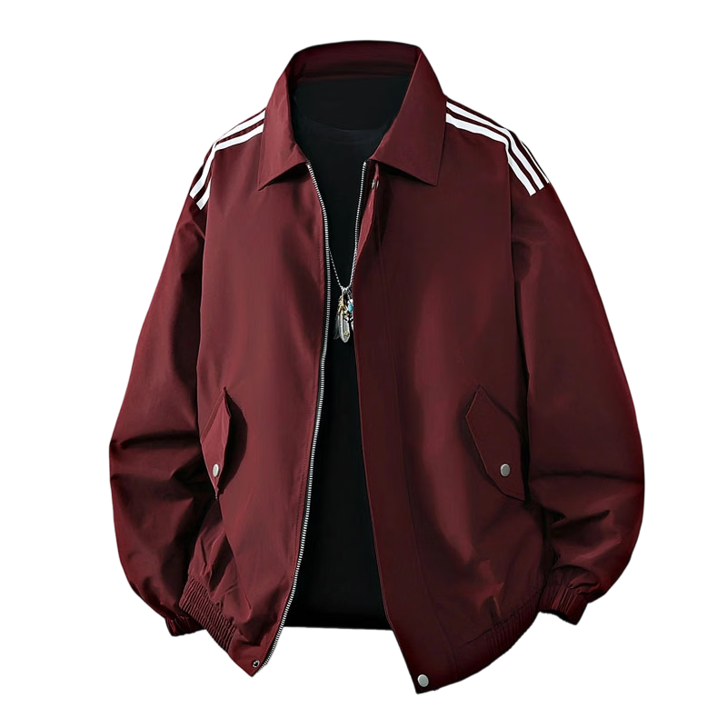 TUCANO Men's Spring Autumn Jacket Loose Fit Lapel American Retro Casual Coat Red 3XL