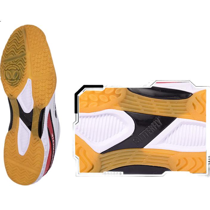 BUTTERFLY TC-2 Table Tennis Shoes, Professional Breathable Unisex Table Tennis Sports Shoes, White And Red, Size 43