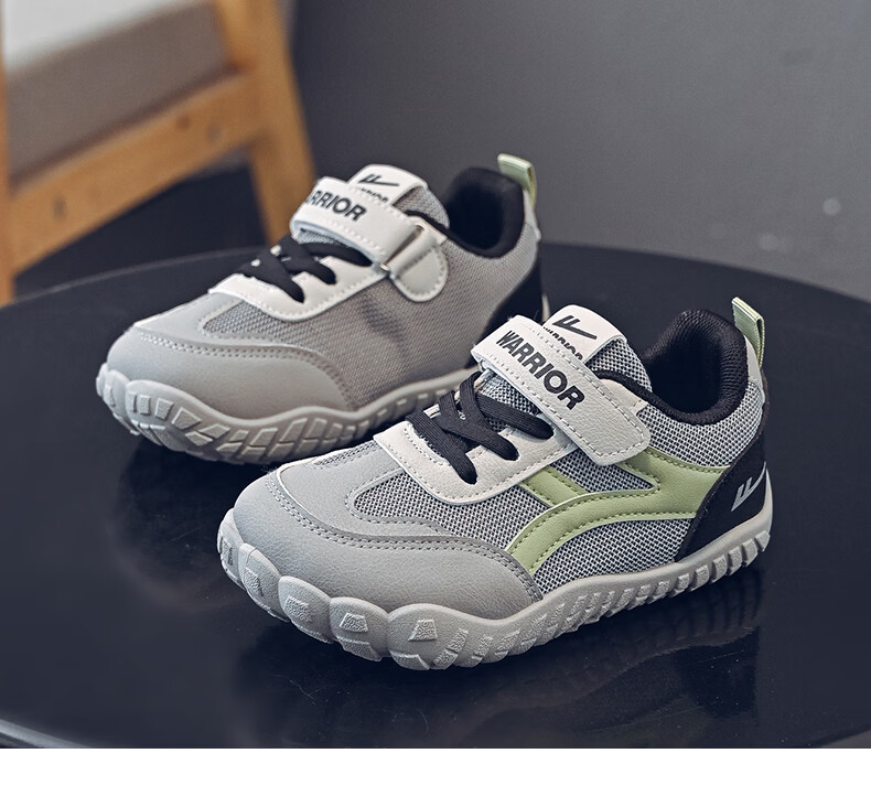 Warrior Kids Sports Shoes Children's Velcro Training Shoes Boys Lightweight Running Shoes WZ-2093 Dark Beige Wine Red Size 32 16