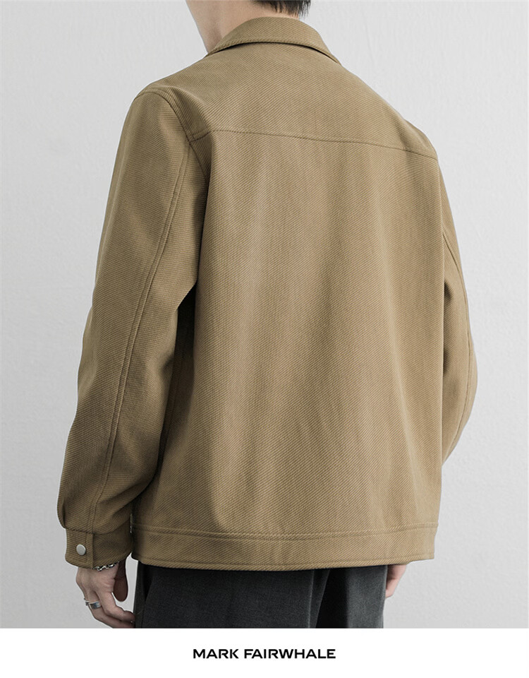 MARK FAIRWHALE Men's Jacket Spring and Autumn Trendy Casual Simple Fashion Versatile Khaki XL 14