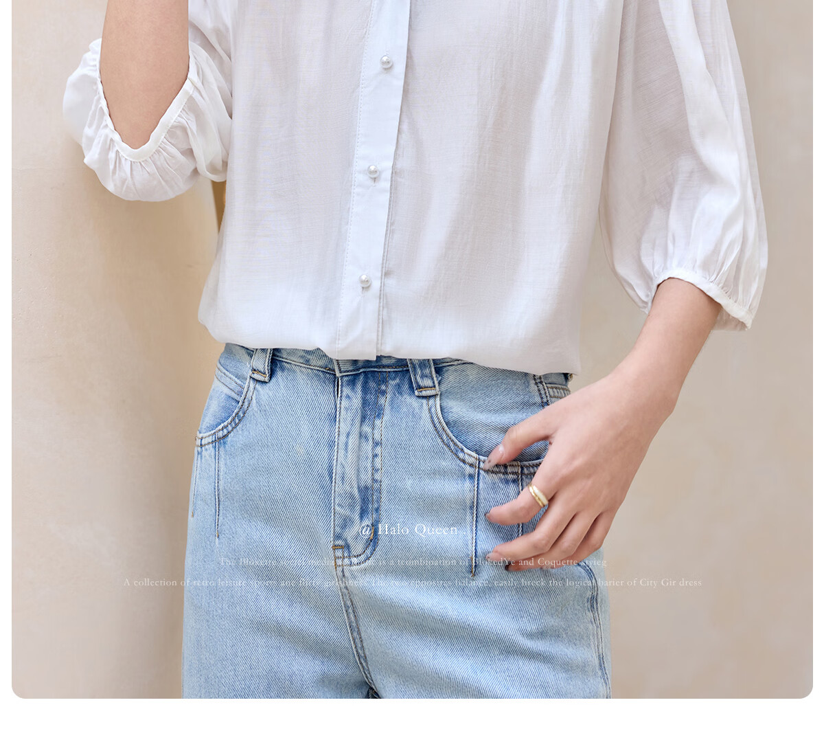 Halo Queen Women's Short Sleeve V-Neck White Shirt Summer Interview Professional Commuter Blouse H52S013 2