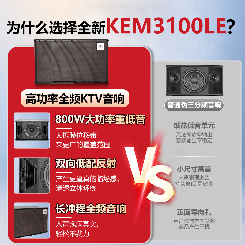 JBL KEM3100LE Home Theater KTV Sound System Karaoke Machine All-in-One 10-Inch Professional Speaker Set