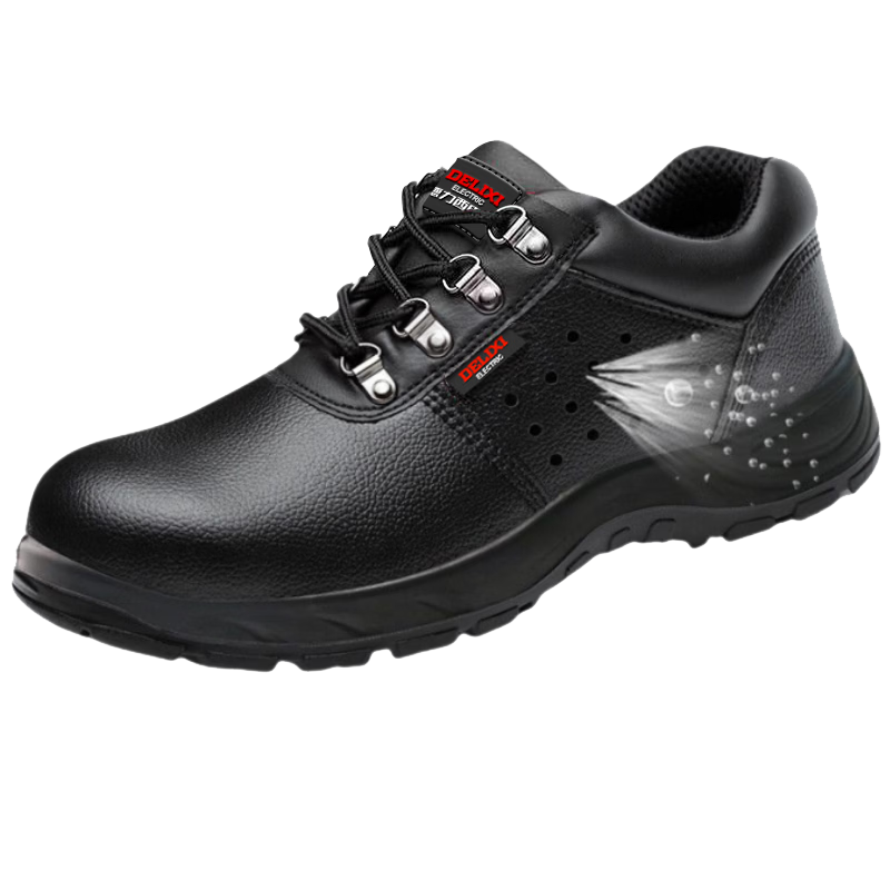 Delixi Electric Men's Safety Work Shoes Steel Toe Cap Steel Sole Anti-Smash Anti-Puncture Slip-Resistant Wear-Resistant Waterproof Oil-Resistant Comfortable Breathable Summer Safety Shoes