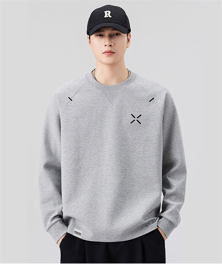 MARK FAIRWHALE Men's Long Sleeve T-Shirt Spring Autumn American Style Casual Loose Sweatshirt Black 2XL 15