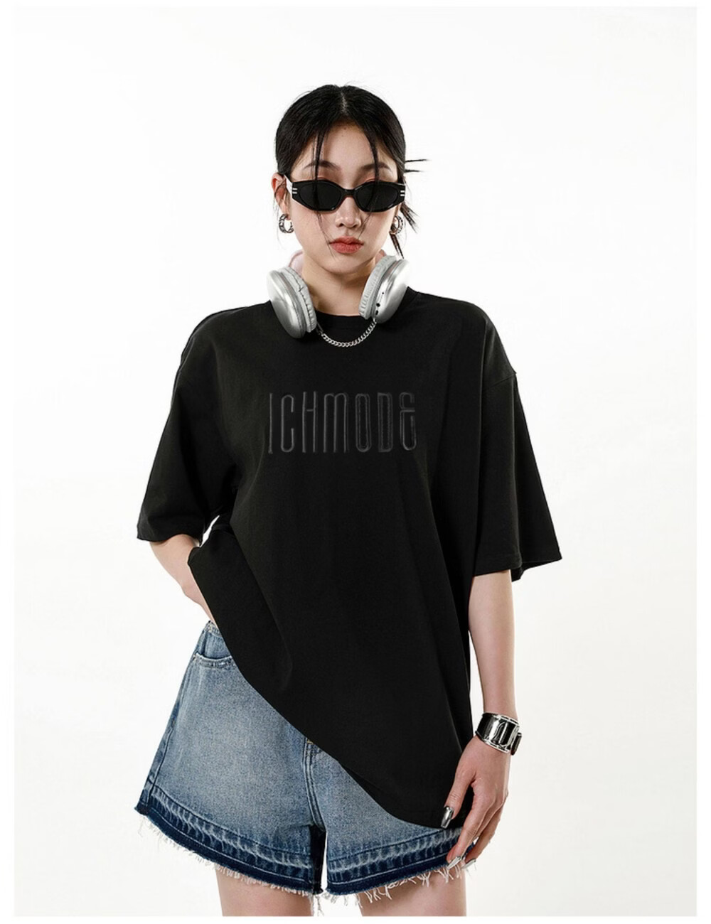 ICH MODE American Vintage Heavyweight Short Sleeve T-Shirt Women Summer New High Street Loose Half Sleeve Top Gray S 8