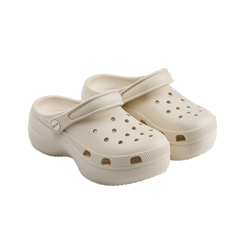 Puxiqinman Women's Summer Breathable Slip-On Hollow Sandals Non-Slip Thick Sole Height Increasing Closed-Toe Soft Beach Slippers
