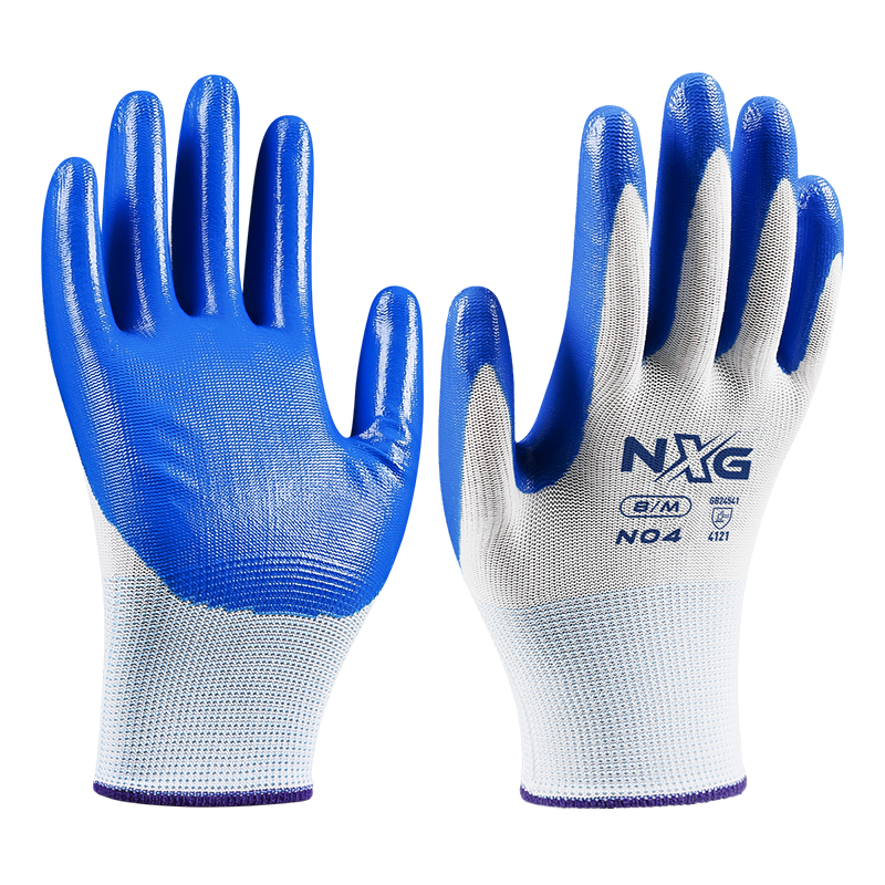 NXG Coated Work Gloves, Thick Nitrile Rubber, Wear-Resistant, Industrial Protective Work Gloves N04