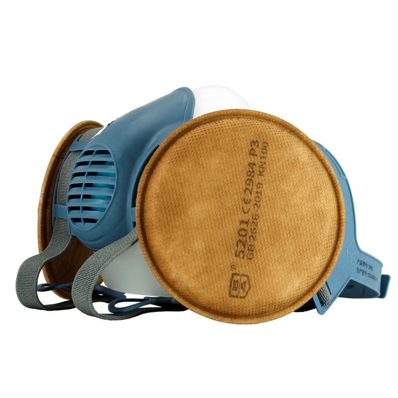 Baoshunan Silicone Dust Mask, Heavy-Duty for Dusty Environments, 3202KN100 Filter Cotton Combination Set, Protects Against Particles Greater Than 0.075 Microns, Medium-Sized Main Body + 2 Pairs of 3202 Filter Cotto