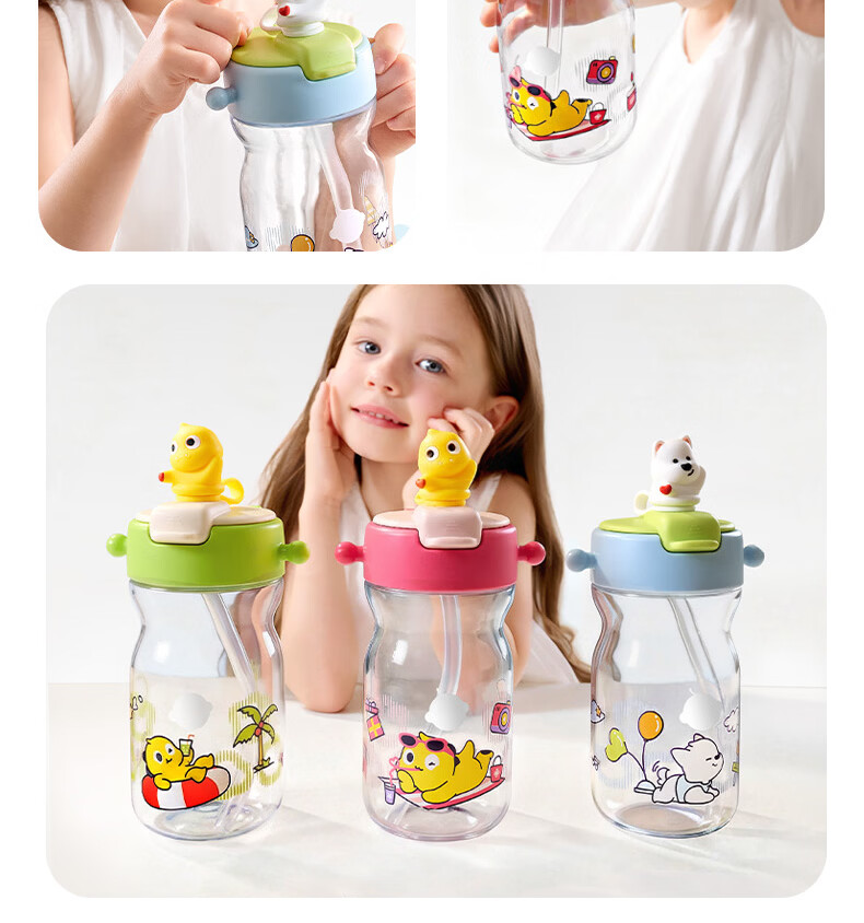 Babycare Children's Water Cup Summer Straw Cup Dual Drinking Outdoor Sports Direct Drinking Cup School Water Bottle Fun Doll 500ml - Red 21