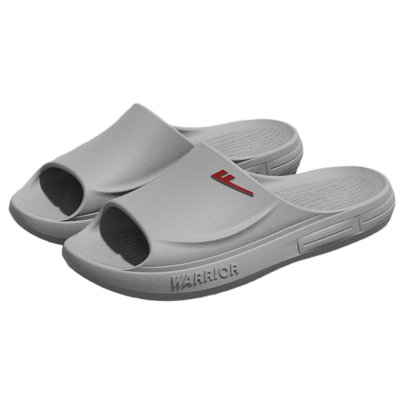 Warrior Men's Sports Slippers Outdoor Non-Slip Beach Sandals Home Bathroom Shower Flip Flops 0665 Gray Size 40-41