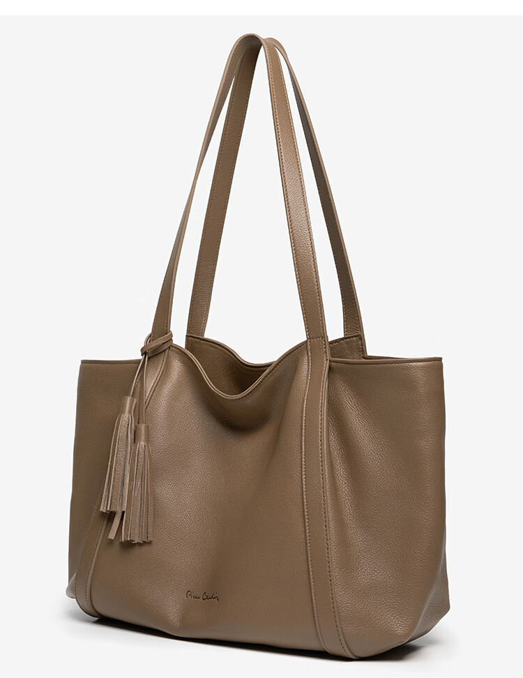 Pierre Cardin Women's Bag 2026 New First Layer Cowhide Large Capacity Commuter Tote Bag Women's Day Gift Black Gift Box Set 16