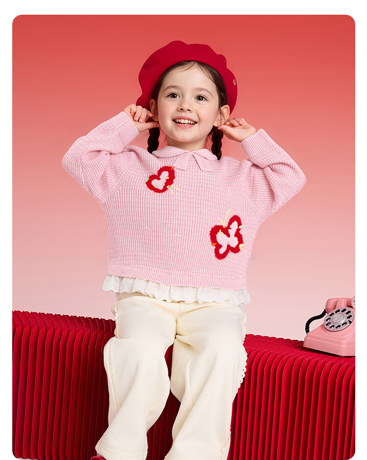 Balabala Boys and Girls Sweater Baby Knitwear National Trend New Chinese Style 3D Design New Year Greeting Outfit Autumn Winter 2025 13