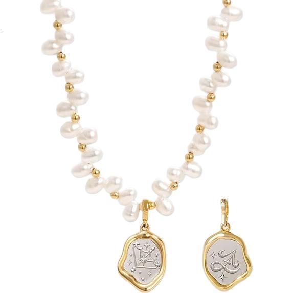 Amber Lollipop, Zodiac Pearl Necklace for Women, Niche Collarbone Chain, Valentine's Day And Birthday Gift for Girlfriend Or Wife