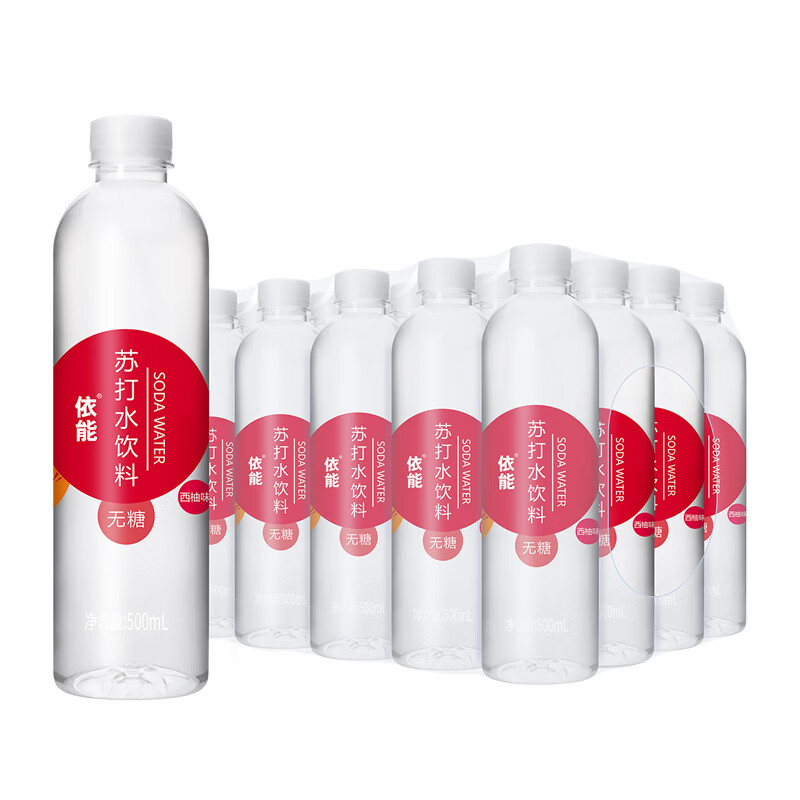 依能 西柚味 无糖无汽弱碱苏打水饮料 500ml*24瓶 塑膜装 饮用水
