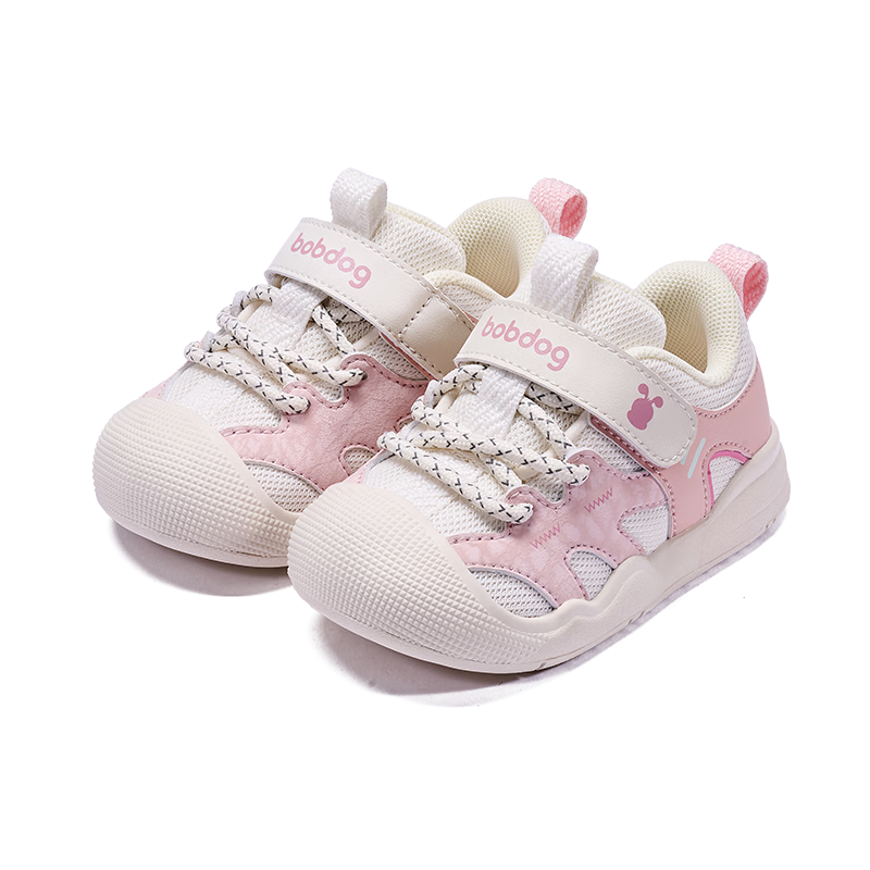 Bobdog Toddler Walking Shoes Baby Shoes Infant Functional Shoes Spring New Non-slip Boys and Girls Children's Shoes Pink Size 20