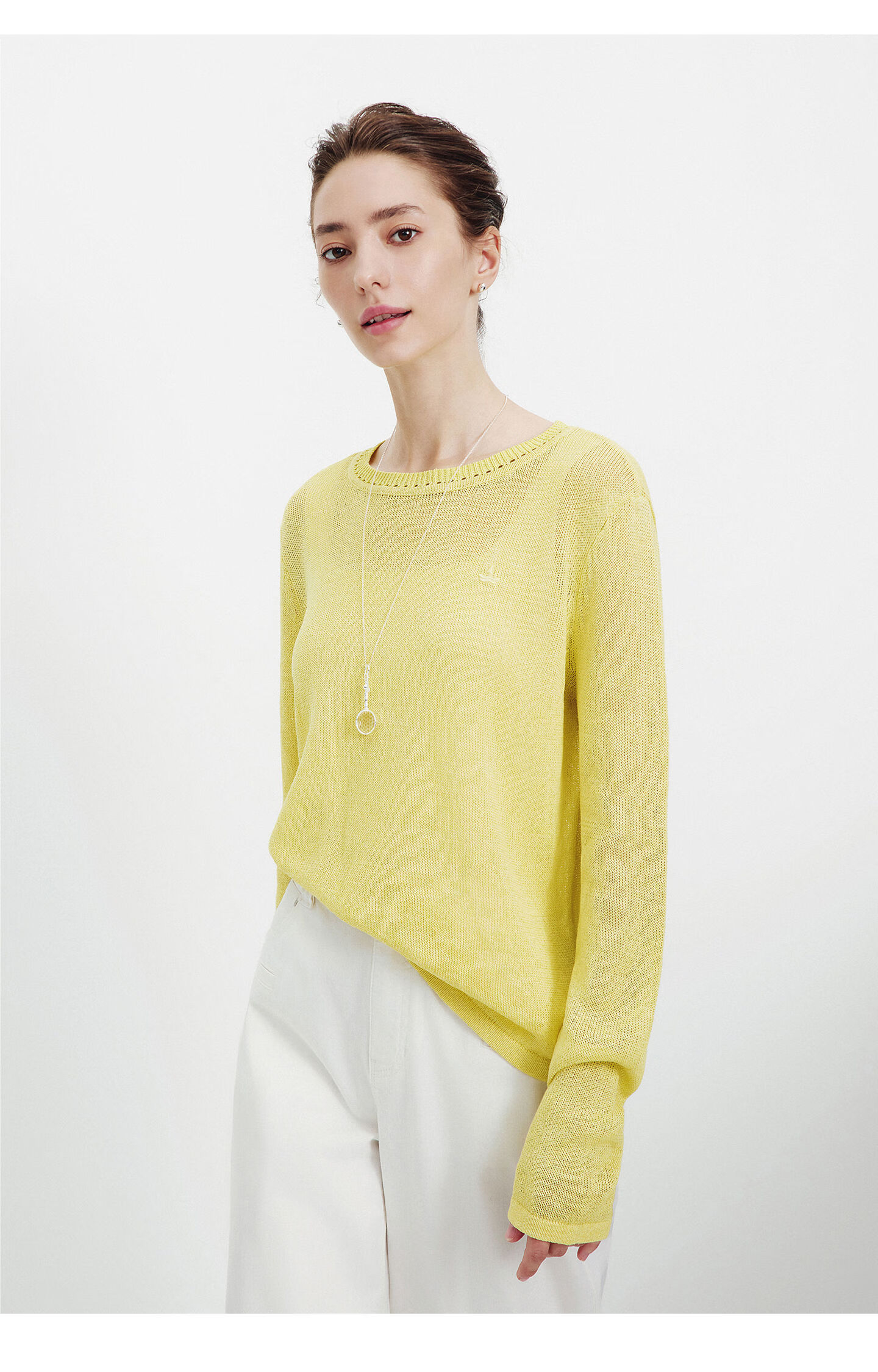 Navigare Fashion Week Same Style Small Sailboat 26 New Women's Lightweight Knit Round Neck Hollow Out Sweater Top 2314006501 38