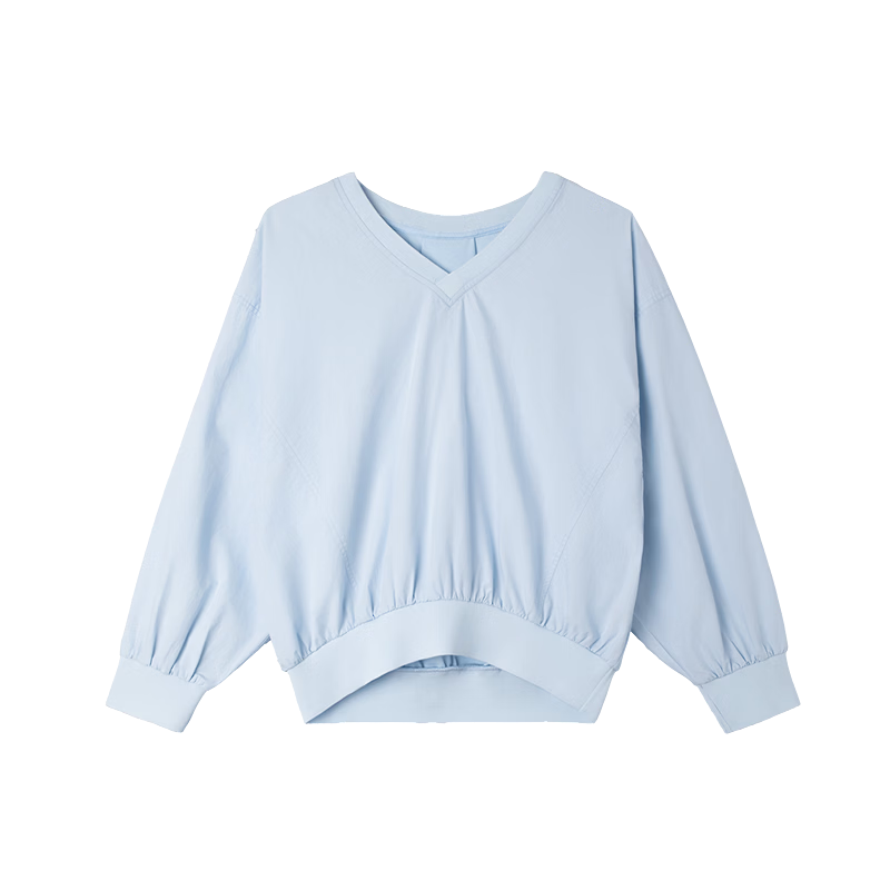 Demana Light Breath Cloud Oxygen Cotton Spring Relaxed Lazy V-Neck Ribbed Loose Slim Sweatshirt for Women Premium Feel