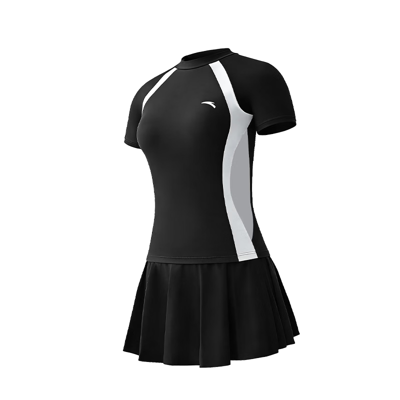 ANTA Slim Waist Women's Two-Piece Swimsuit, Slimming And Fitted, Tummy Control Skirt Design, Elastic, Breathable, Quick-Drying, Chlorine-Resistant Swimwear, Size M