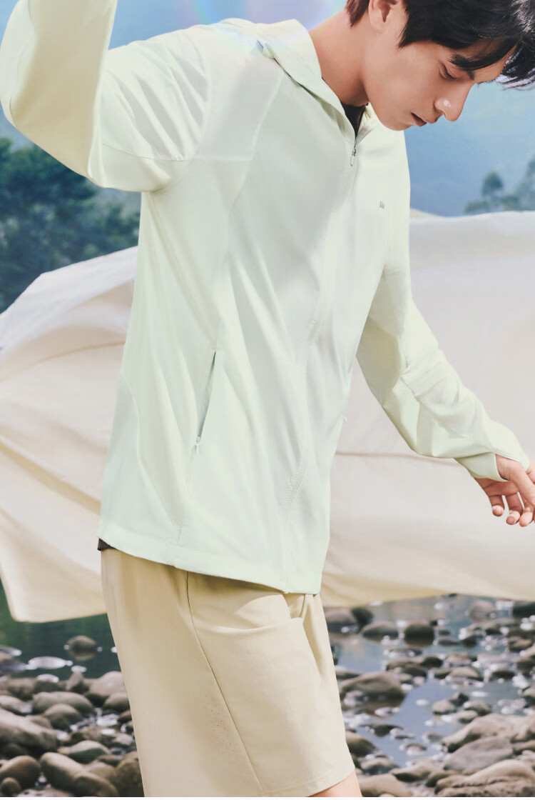 Beneunder Men's Sunscreen Jacket Thin Skin Jacket Ice Silk UV Protection Cooling Breathable Outdoor TS407 Light Coffee Gray 2XL 9