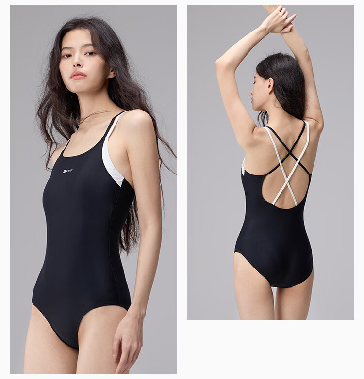 Keep Women's One-Piece Triangle Leica Sports Training Slimming Swimsuit 592 Blue Gray L 13