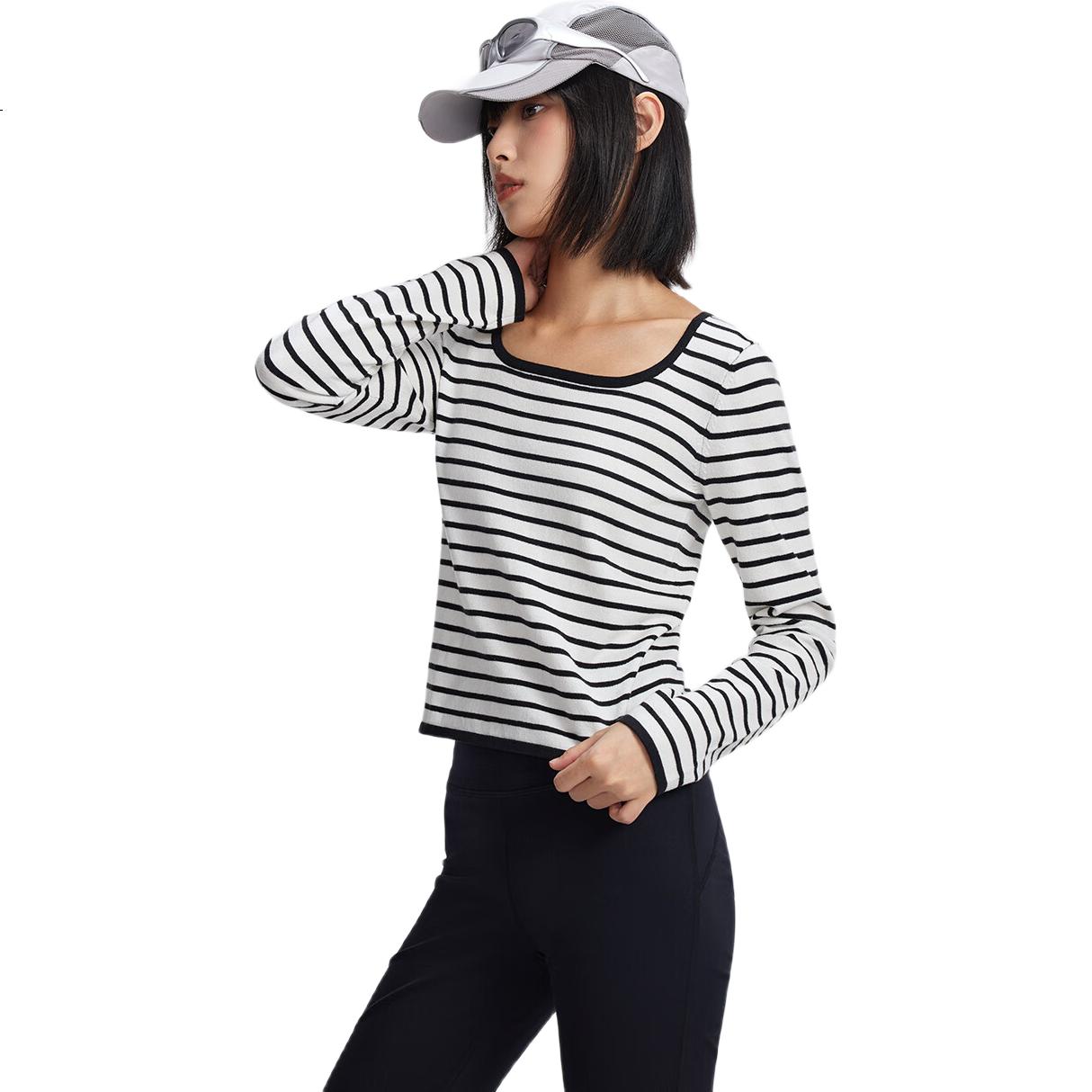 Meters Bonwe Women's New U-Neck Contrast Trim Fashionable Comfortable Base Layer Sweater