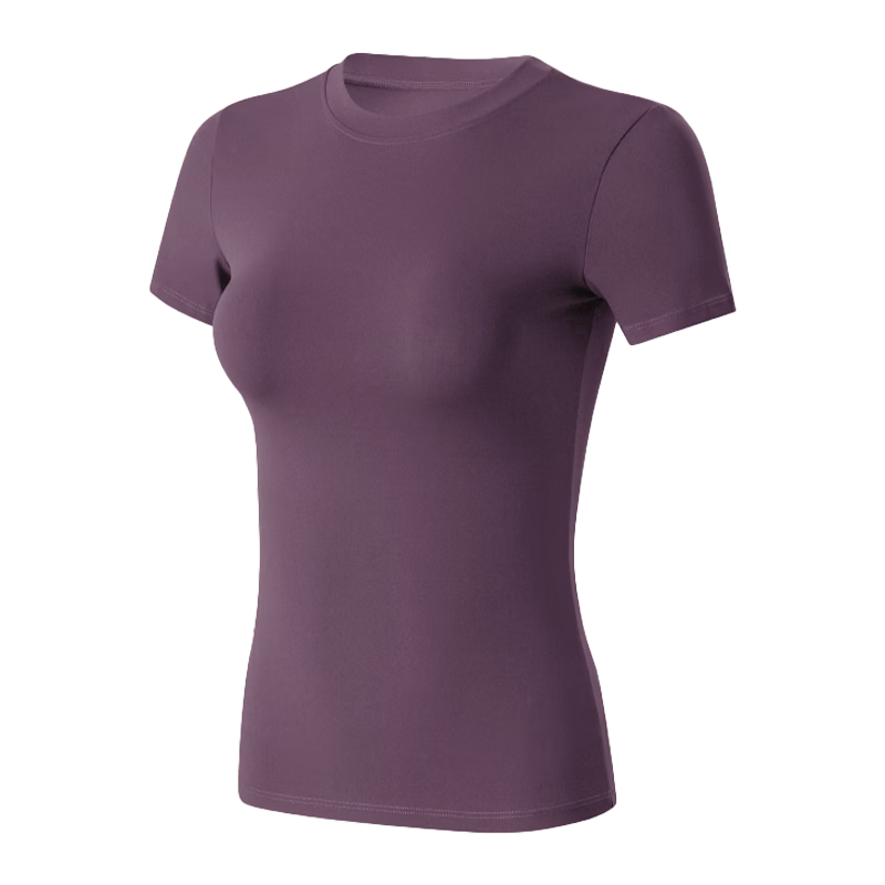 Xueqiman Women's Summer Thin Short Sleeve Quick-Dry High Elasticity Slim Fit Yoga Pilates Training Fitness T-Shirt