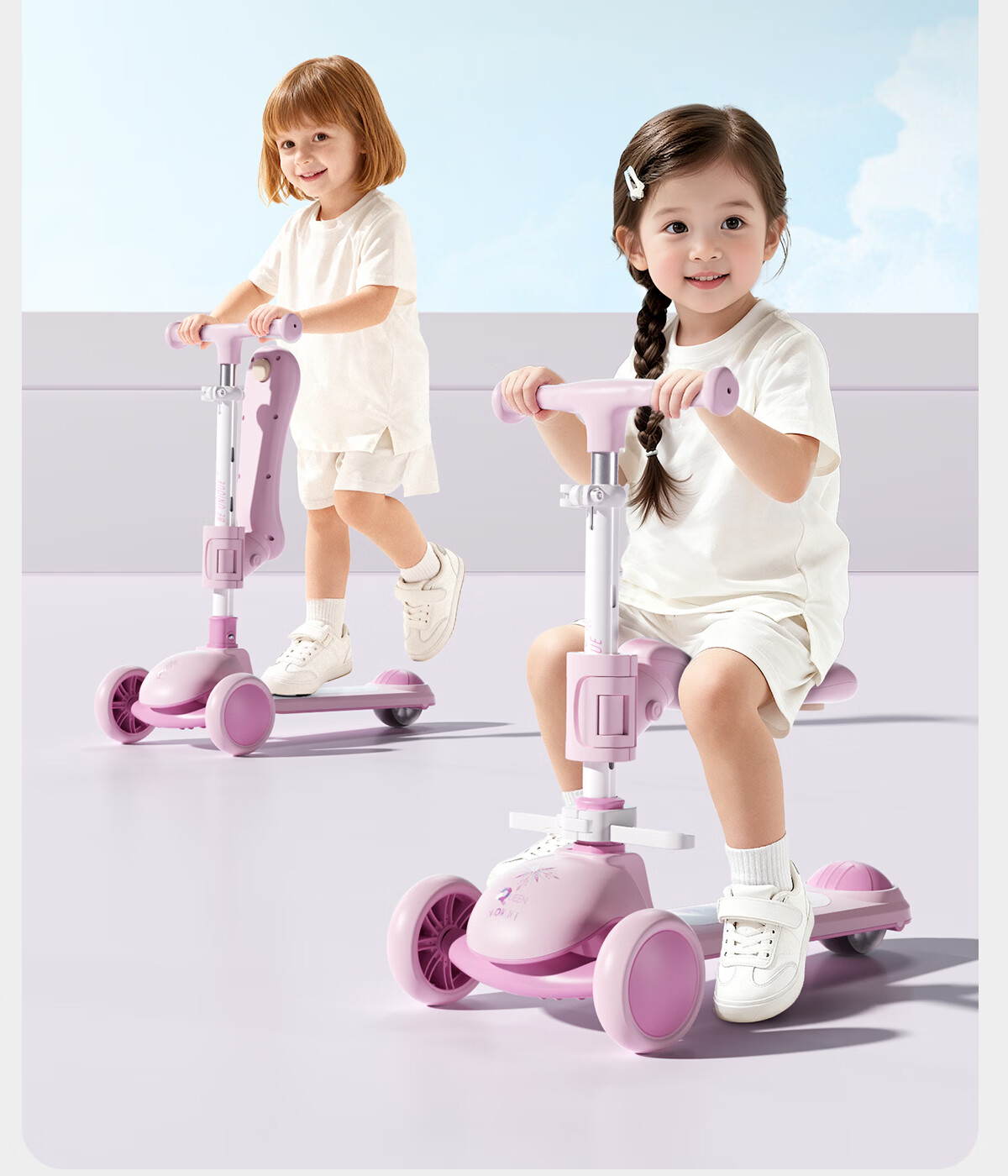Disney Kids Scooter 1-3-6-12 Years Anti-Tip Toddler Child Toy Scooter Single Board with Light-Up Wheels 1