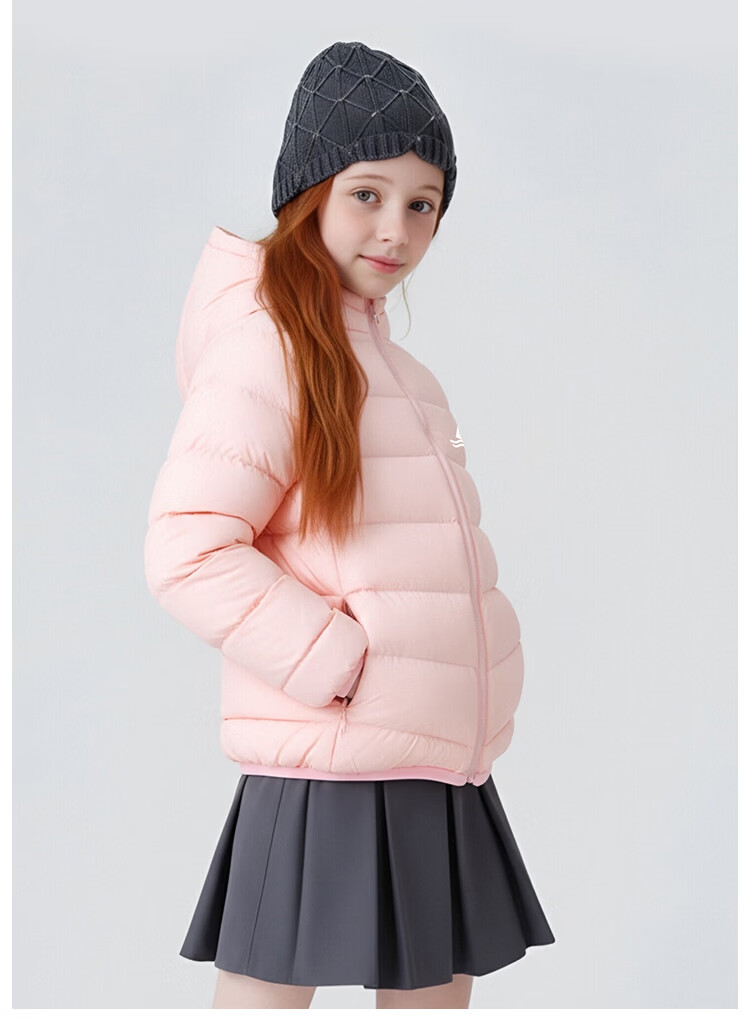 Navigare Kids Down Jacket Boys Ribbed Down Coat Girls Warm Off-White Hooded 150 13