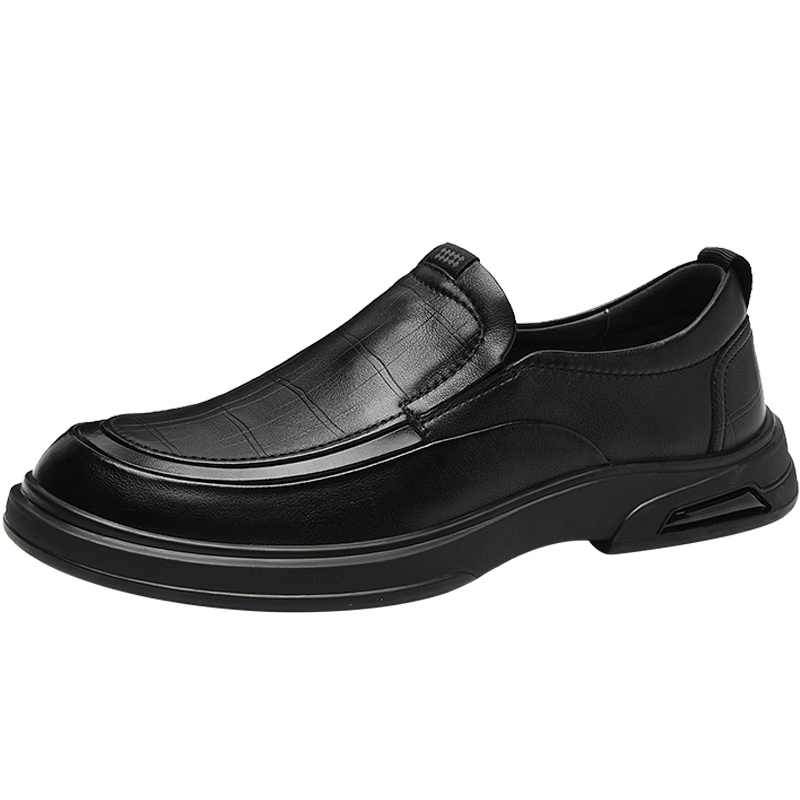 HLA Men's Slip-On Leather Shoes Soft Sole Comfortable Durable Casual HAAPXM1DBA040 Black Size 44