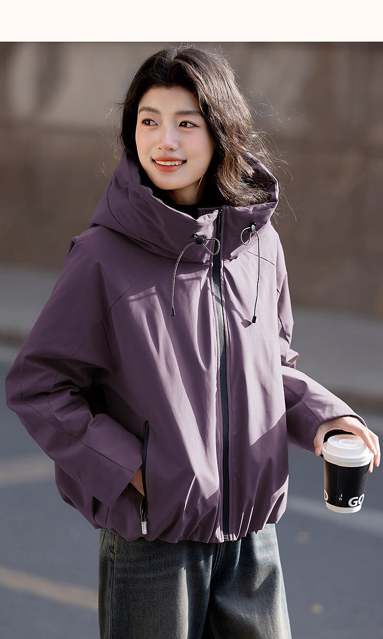 Demana [Three-Proof Black Technology] Winter 90% Duck Down Hooded Non-Detachable Elastic Hem Cloud Grid Taped Women's Down Jacket 19