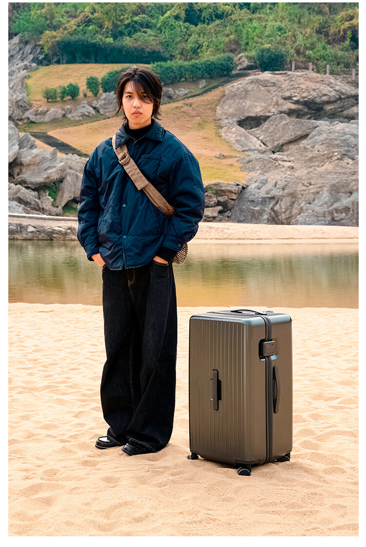 Jingsu Luggage Turnk Trolley Large Capacity Travel Suitcase Student Password Lock Matte White 28 Inch 6