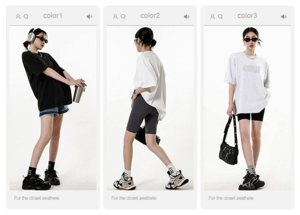 ICH MODE American Vintage Heavyweight Short Sleeve T-Shirt Women Summer New High Street Loose Half Sleeve Top Gray S 2