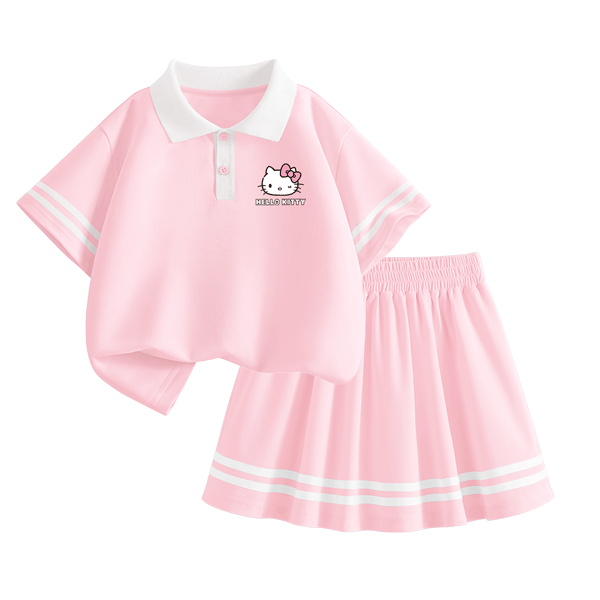 Hello Kitty Girls' Polo Dress Set 2026 Summer New Children's Sports Quick-Dry School Style Girls' Clothing
