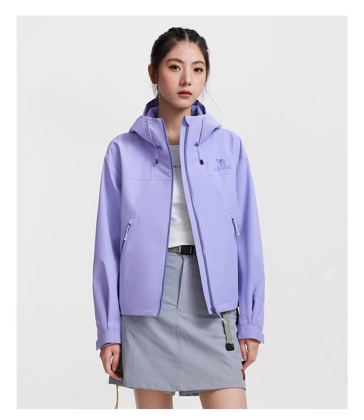 Camel Women's Outdoor Short Slim Fit Softshell Jacket 2026 Spring Windproof Waterproof Hard Shell Mountaineering Coat 20