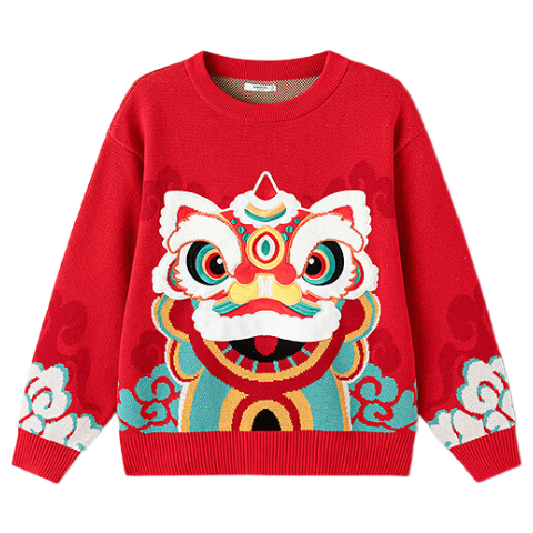 Balabala Kids Red Sweater Boys Girls Toddler Baby Autumn Winter New Year Knitwear Festive Outfit