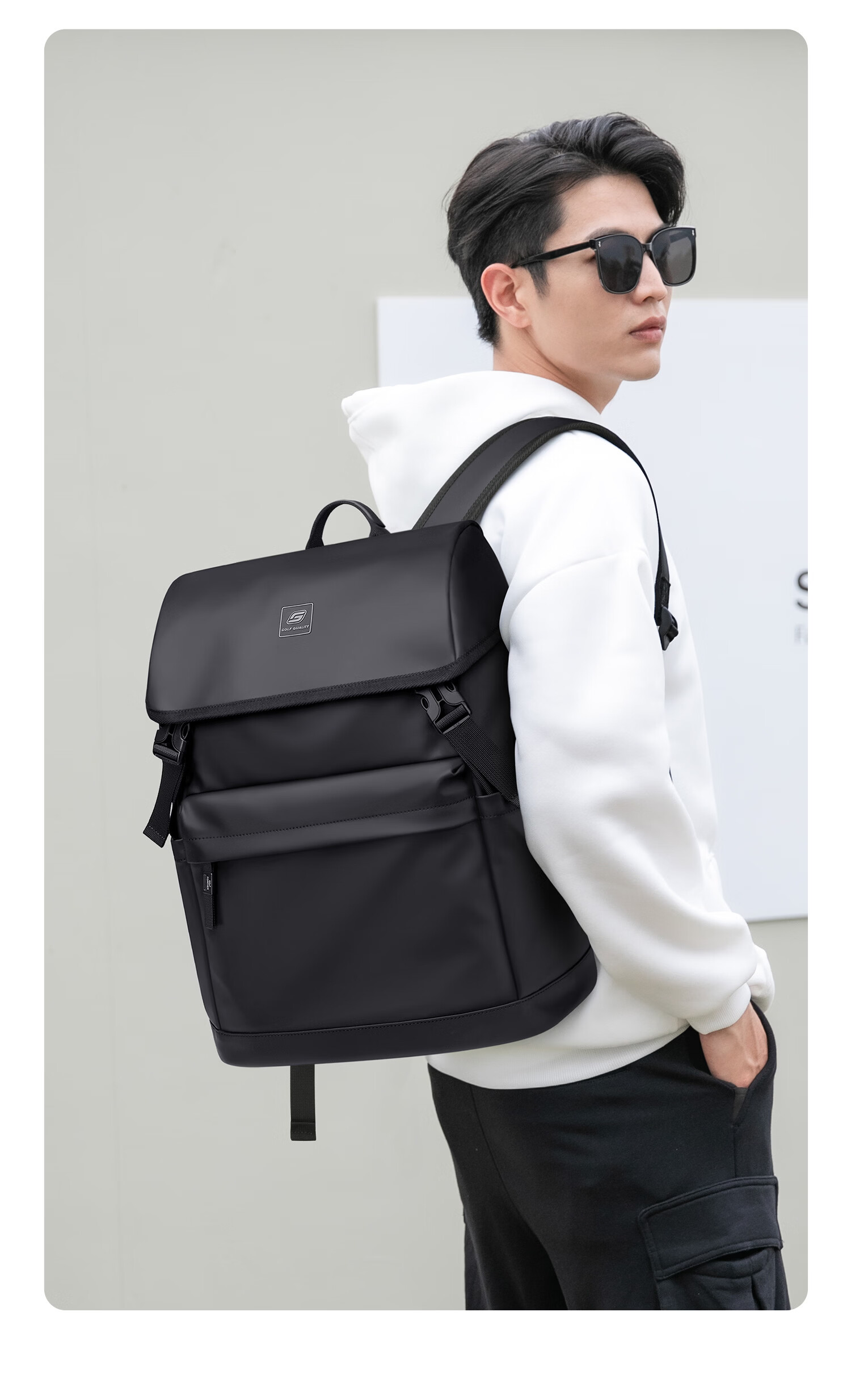 GOLF Men's Travel Backpack 15.6/16 Inch Laptop Bag Student School Backpack Flap Business Commuter Backpack 4
