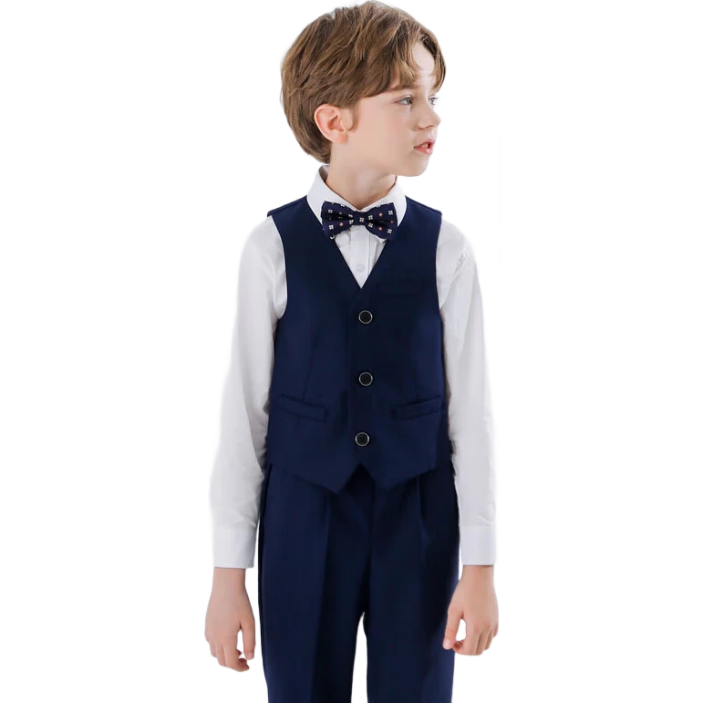 Yinuofang Children's Navy Blue Vest Suit Set Boys Performance Suit Navy Blue Vest Set 170CM