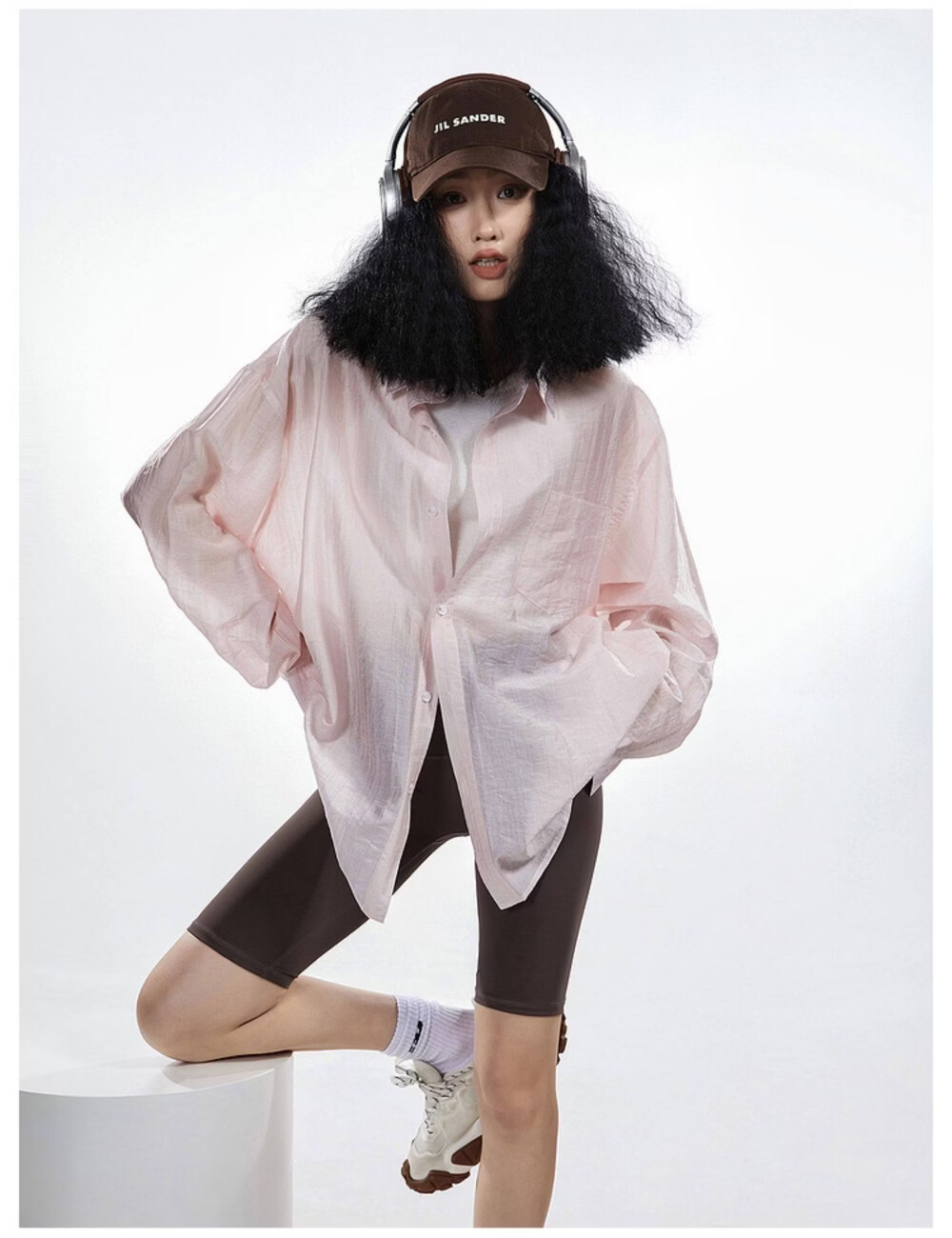 ICH MODE American Style White Shirt Women Summer Loose Physical Sun Protection Shirt Jacket Long Sleeve Top Blue XL 43