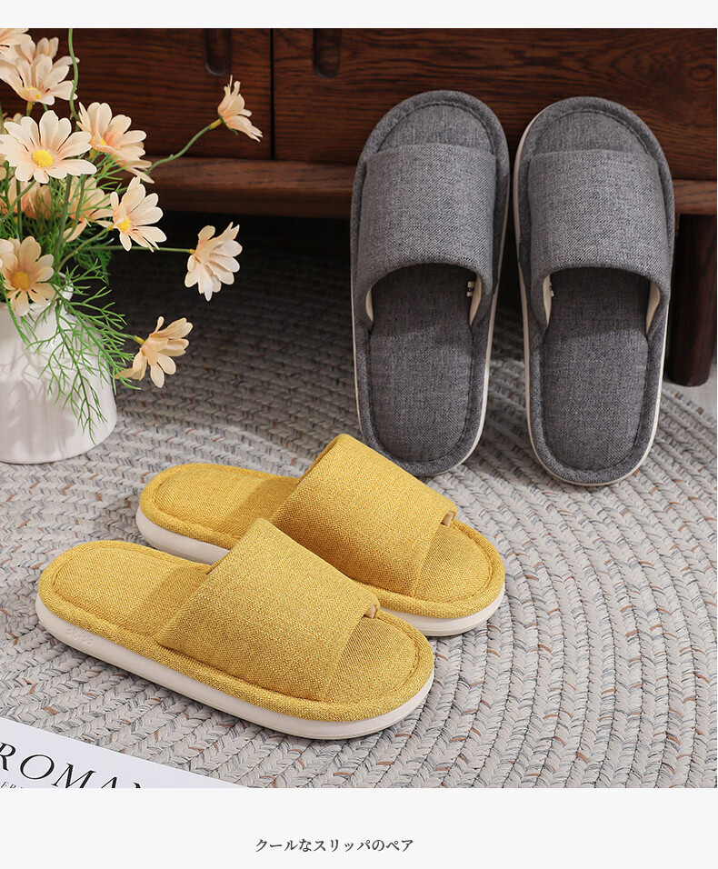 XGGC Cotton Linen Slippers Men Spring Autumn Home EVA Thick Sole Linen Couple Four Seasons Fabric Slippers Women Pink Size 40-41 8