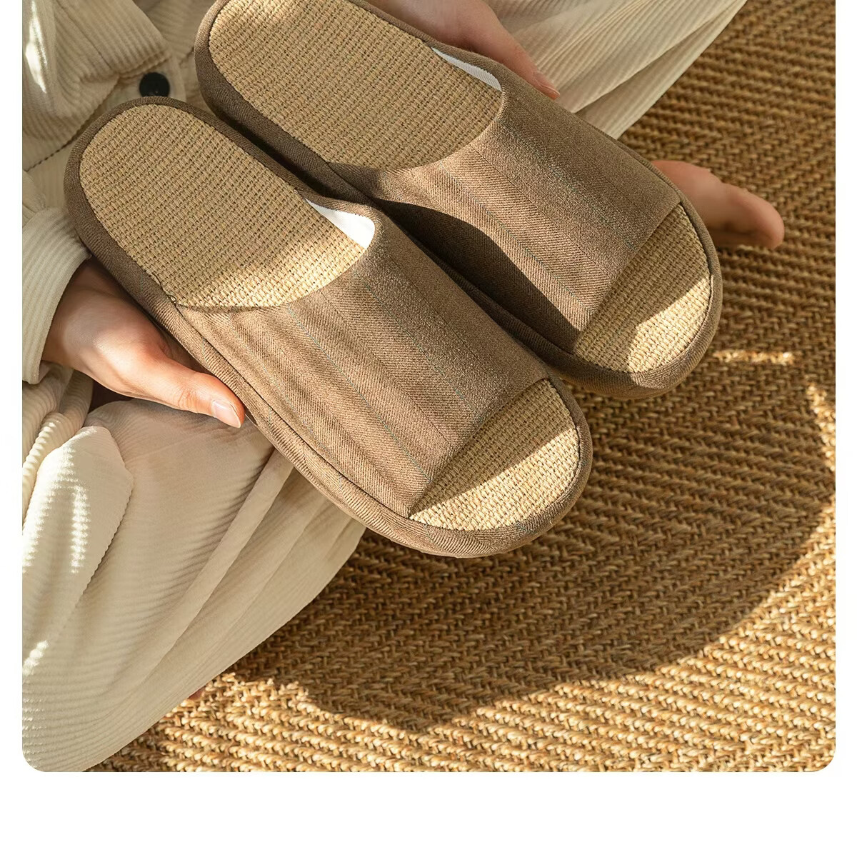 Lidani Thick Sole Linen Slippers with Beef Tendon Sole Indoor Home Wool Slippers 2026 New Rock Gray 42-43 20