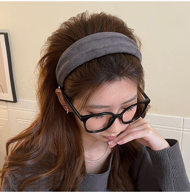 YeFeiLi Hong Kong Style Suede Wide Headband Women High-End 2026 New Hair Accessories Elegant Hair Hoop Heightening Crown Hair Clip Hair Ornament 9