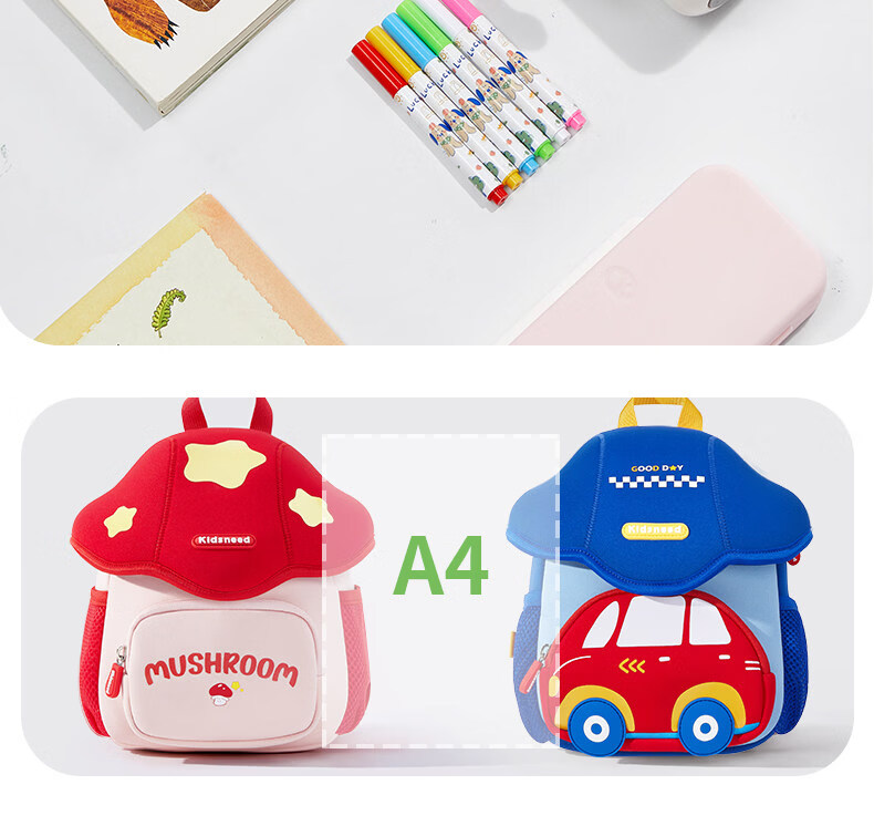 Kidsneed Children's Backpack Kindergarten Shoulder Bag High-Value 3-6 Years Boys and Girls School Backpack Primary School Outdoor Bag 7