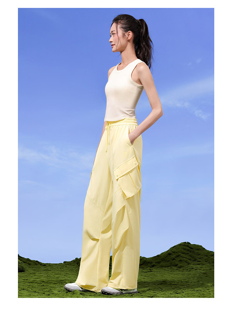 CAMEL Women's Outdoor Sun Protection Work Pants Ice Cooling Breathable Sports Casual Trousers Y26BA4L0016 Cheese Yellow L 26